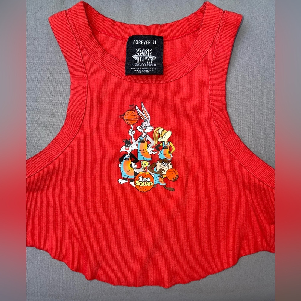 Forever 21 red SPACE JAM crop top